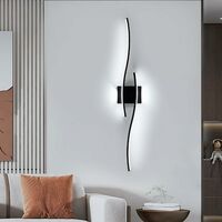 Applique Murale Intérieure LED, 27W 3000LM Lignes Simples Lampe Murale Moderne, Lumière Blanche Froide 6500K, Iuminaire Mural Interieur Noir pour Chambre, Salon, Alle à manger, Couloir, Escalier