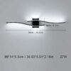 Applique Murale Intérieure LED, 27W 3000LM Lignes Simples Lampe Murale Moderne, Lumière Blanche Froide 6500K, Iuminaire Mural Interieur Noir pour Chambre, Salon, Alle à manger, Couloir, Escalier