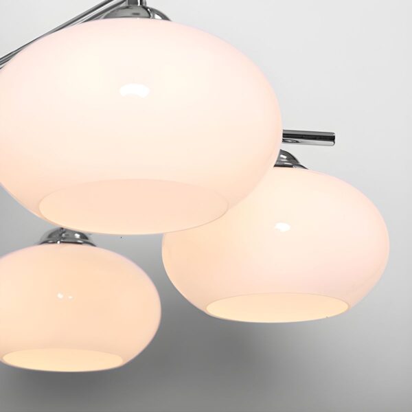 Lustre Radial Moderne Suspension à Abat-Jour en Verre Opale Citrouille-en Forme