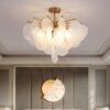 Lustre Moderne Radial en Métal Lampe Suspendue avec Plaque Ronde en Verre