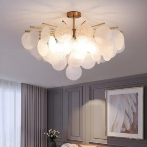 Lustre Moderne Radial en Métal Lampe Suspendue avec Plaque Ronde en Verre