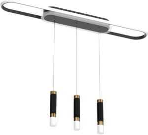 Jaycomey Lustre moderne en acrylique à 3 lumières avec ampoules LED à intensité variable, spots d'intérieur pour cuisine, salle à manger, salon et restaurant (noir perle)