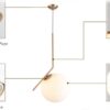 Moderne Mode Suspension Lampe Fer Verre LED Luminaire Suspension Boule Verre Vec Du Métal Doré