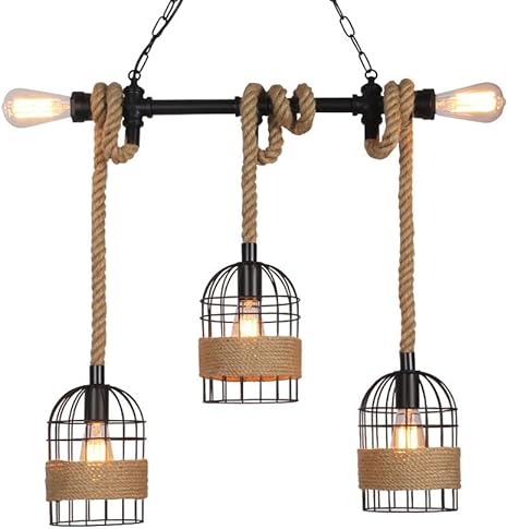 Lustre Créatif Corde Art Lampe Suspendue Maison Restaurant Café Bar Décoration Lustre Suspendu E26 Luminaire Intérieur