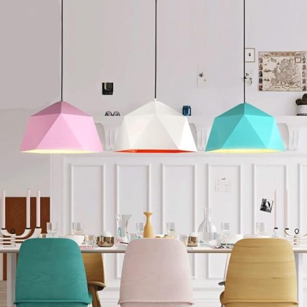 Lustre créatif en métal de style américain, luminaire suspendu couleur macarons, en aluminium E27, pour îlot de cuisine, salon, chambre à coucher, chevet, salle à manger, couloir (differente couleur )