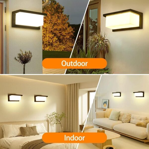 Applique murale extérieure, 18 W, IP65, applique murale LED en aluminium 3000K/4500K/6000K pour décoration murale extérieure, jardins, terrasses, garages, etc. [Classe énergétique F]