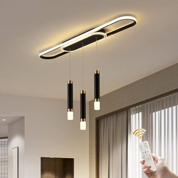 Jaycomey Lustre moderne en acrylique à 3 lumières avec ampoules LED à intensité variable, spots d'intérieur pour cuisine, salle à manger, salon et restaurant (noir perle)