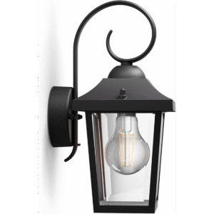 Lanterne murale vintage Philips myGarden Buzzard, pour l'extérieur, la maison et l'éclairage de jardin, noir, nécessite 1 ampoule E27 de 60 W.