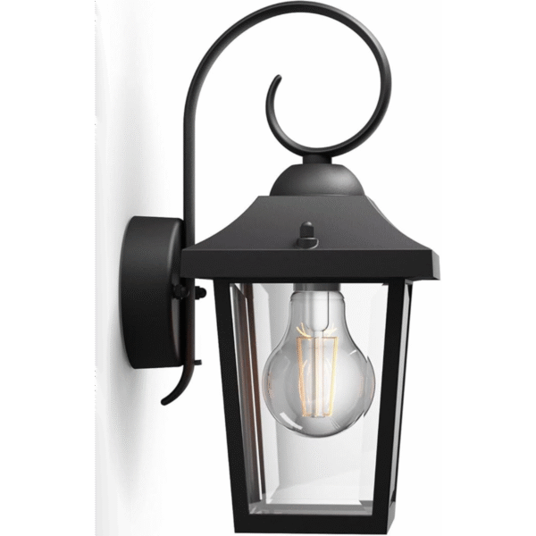 Lanterne murale vintage Philips myGarden Buzzard, pour l'extérieur, la maison et l'éclairage de jardin, noir, nécessite 1 ampoule E27 de 60 W.