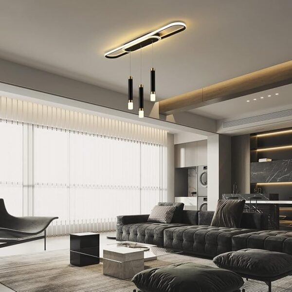 Jaycomey Lustre moderne en acrylique à 3 lumières avec ampoules LED à intensité variable, spots d'intérieur pour cuisine, salle à manger, salon et restaurant (noir perle)