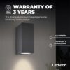 Applique murale LED - Pour l’extérieur - Anthracite - En forme de cube - Avec 2 douilles GU10 des deux côtés - Lumière ascendante et descendante - Lampe murale d’extérieur - IP54