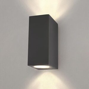 Applique murale LED - Pour l’extérieur - Anthracite - En forme de cube - Avec 2 douilles GU10 des deux côtés - Lumière ascendante et descendante - Lampe murale d’extérieur - IP54