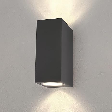 Applique murale LED - Pour l’extérieur - Anthracite - En forme de cube - Avec 2 douilles GU10 des deux côtés - Lumière ascendante et descendante - Lampe murale d’extérieur - IP54