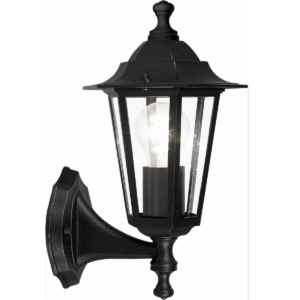 Applique murale extérieure Laterna 4, éclairage d’extérieur en fonte d’aluminium Noir et verre, lampe avec douille E27, IP44 [Classe énergétique A]