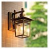 Applique murale carrée d'extérieur, éclairage de style vintage, luminaire d'extérieur pour jardin, porche, lanterne rétro en aluminium moulé sous pression avec base en verre transparent E27, applique murale noire mate, îlot de cuisine