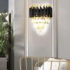 Applique murale en cristal, 10 pouces, moderne, montage encastré, applique murale dorée pour chambre à coucher, salon, salle à manger, éclairage intérieur, applique murale noire, ampoule incluse
