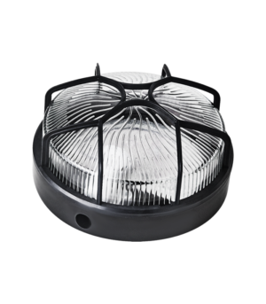Globe rond en verre grillage plastique Noir