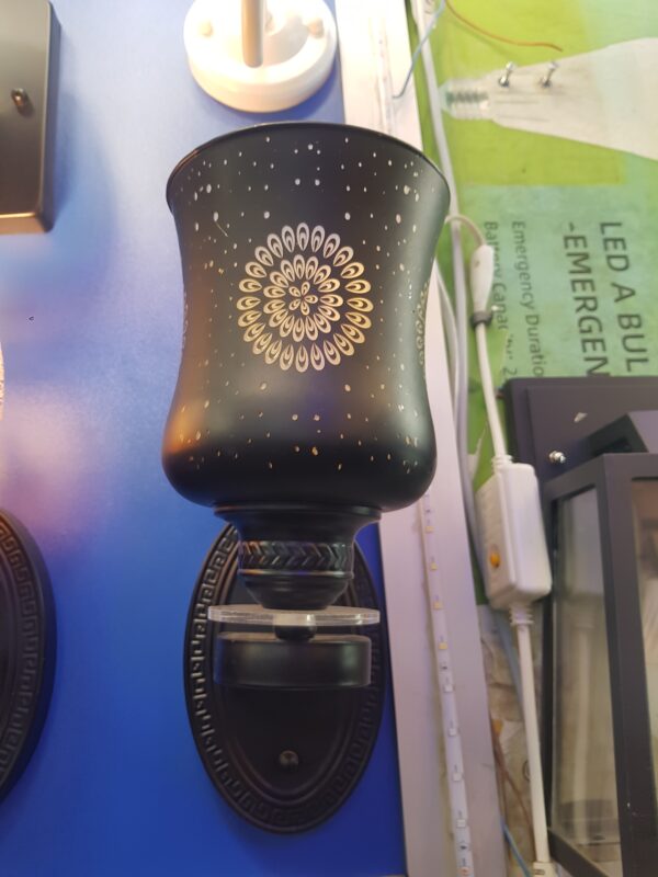 Applique en métal, couvercle en maille noire, tambour en fer de forrme oval, chevet, ampoule de sol creuse, pendentif ombre, clip sur jos