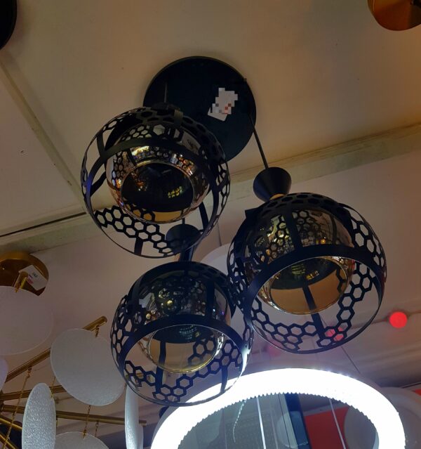 Bar Retro Lustre suspendu en fer et verre Suspension noire Suspension traditionnelle