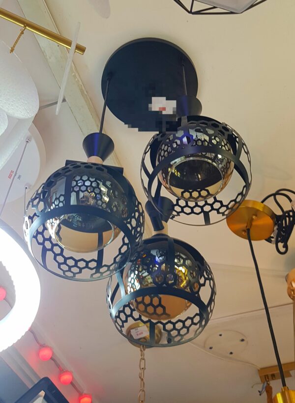 Bar Retro Lustre suspendu en fer et verre Suspension noire Suspension traditionnelle