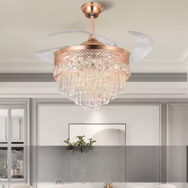 Couverture en cristal remplaçable de conception modulaire Salon d'intérieur décoratif Ventilateur de plafond avec lumière LED