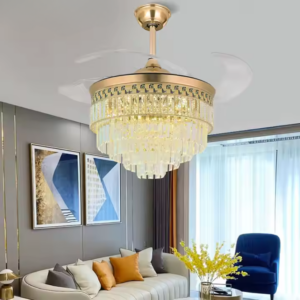 Couverture en cristal remplaçable de conception modulaire Salon d'intérieur décoratif Ventilateur de plafond avec lumière LED