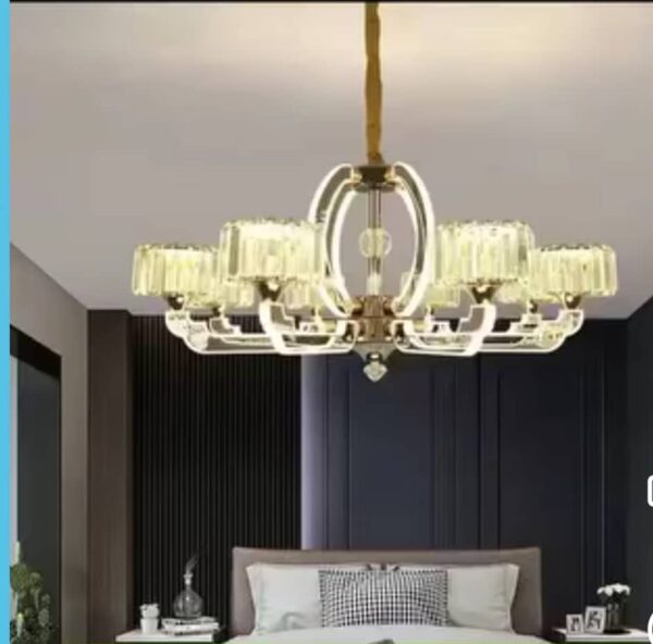 Grand lustre suspendu en cristal, lustre d'éclairage moderne en plastique, lampe suspendue en cristal