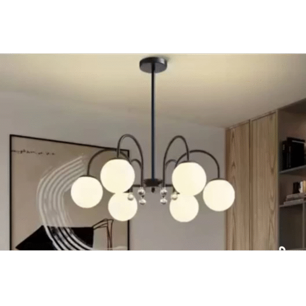 lumières, montage semi-encastré, noir, luminaire suspendu de style vintage, compatible avec le salon, couleur café (couleur : noir, taille : 6t)