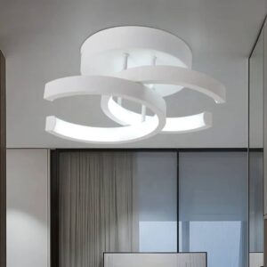 Plafonnier LED 2 lumières, design moderne, montage encastré, luminaire de plafond en métal, idéal pour un salon, une chambre, un bureau ou un couloir, blanc + 3 couleurs d'éclairage - 18 W