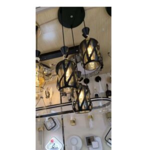Lustre d'hôtel en métal et verre Lampes suspendues Salle à manger Lampe de suspension moderne a 3 bras
