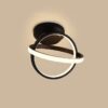 Plafonnier LED carré à 2 anneaux, design créatif, style nordique, blanc et noir, abat-jour en acrylique, idéal pour une entrée, un couloir, un bureau, une chambre, une cuisine ou un salon (6 styles)