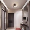 Plafonnier LED carré à 2 anneaux, design créatif, style nordique, blanc et noir, abat-jour en acrylique, idéal pour une entrée, un couloir, un bureau, une chambre, une cuisine ou un salon (6 styles)