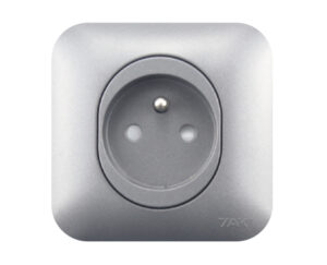 Prise de courant 2P+T Gris YAKI