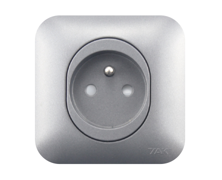 Prise de courant 2P+T Gris YAKI