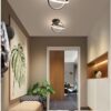 Plafonnier LED carré à 2 anneaux, design créatif, style nordique, blanc et noir, abat-jour en acrylique, idéal pour une entrée, un couloir, un bureau, une chambre, une cuisine ou un salon (6 styles)