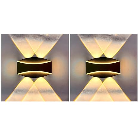 Applique murale SUNRAYS Uplight, luminaire décoratif pour la maison, luminaire de salon, lampe d'intérieur au design unique, applique murale étanche (blanc chaud, verre et métal) (lot de 2)