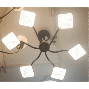 Lustre LED Six Bras à  trois Couleur Jaune, industriel et Blanc