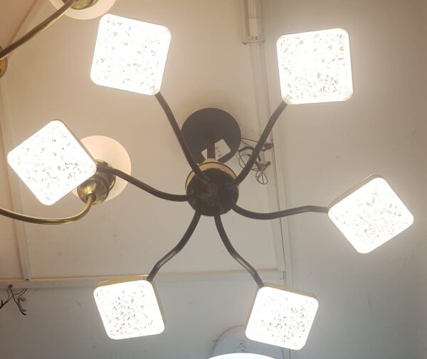 Lustre LED Six Bras à  trois Couleur Jaune, industriel et Blanc