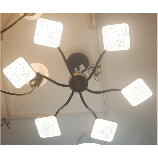 Lustre LED Six Bras à  trois Couleur Jaune, industriel et Blanc