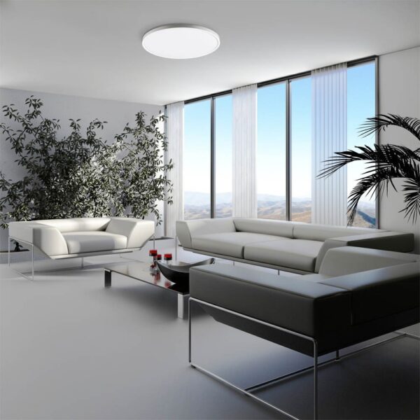 Plafonnier LED avec contrôle de teinte 3 Couleurs Contour  blanc